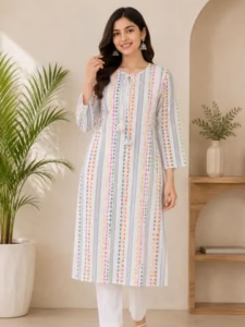 Khadi cotton multicolour kurti