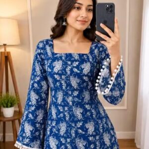 Women Blue Short Kurti